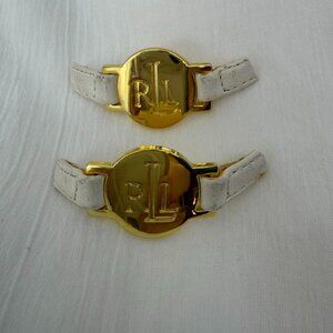 Ralph Lauren Gold Tone Logo Buckle Set Shoe Bag Repair Parts Vintage
